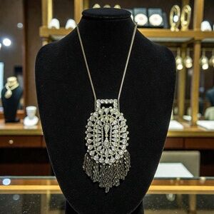 Silver and Black Dennijo Crystal Statement Necklace